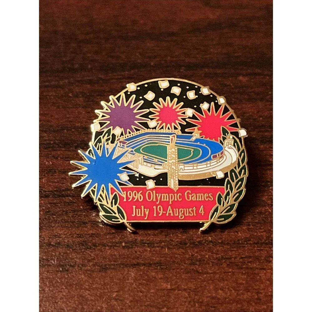 Vintage 1996 Atlanta Olympics Fireworks Stadium Confetti Lapel Hat Pin‎